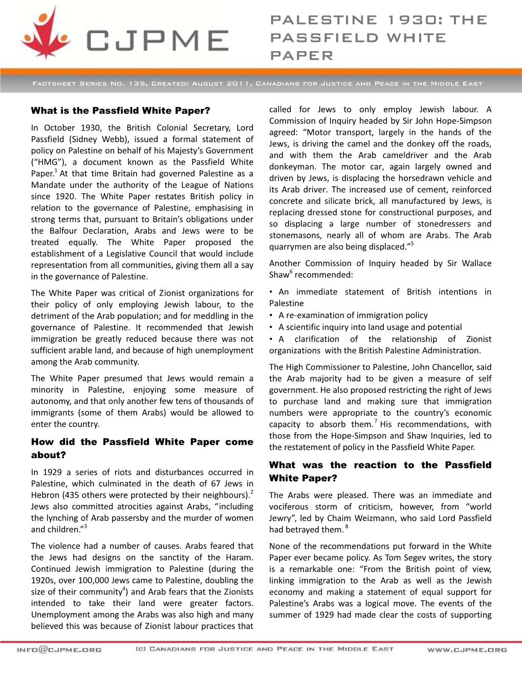 The Passfield White Paper