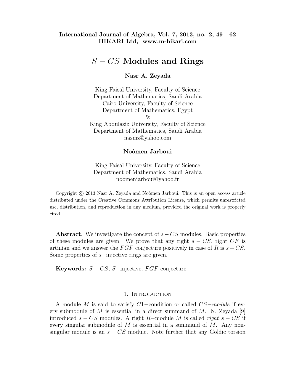 S − CS Modules and Rings