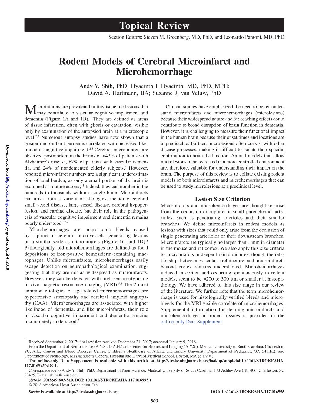 Rodent Models of Cerebral Microinfarct and Microhemorrhage