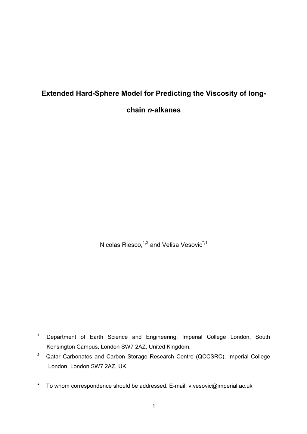 Extended Hard-Sphere Model for Predicting the Viscosity of Long