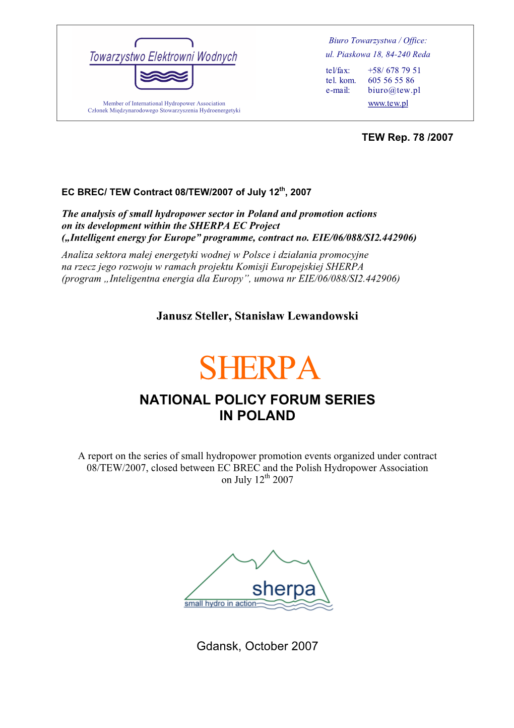 SHERPA National Policy Forum Poland