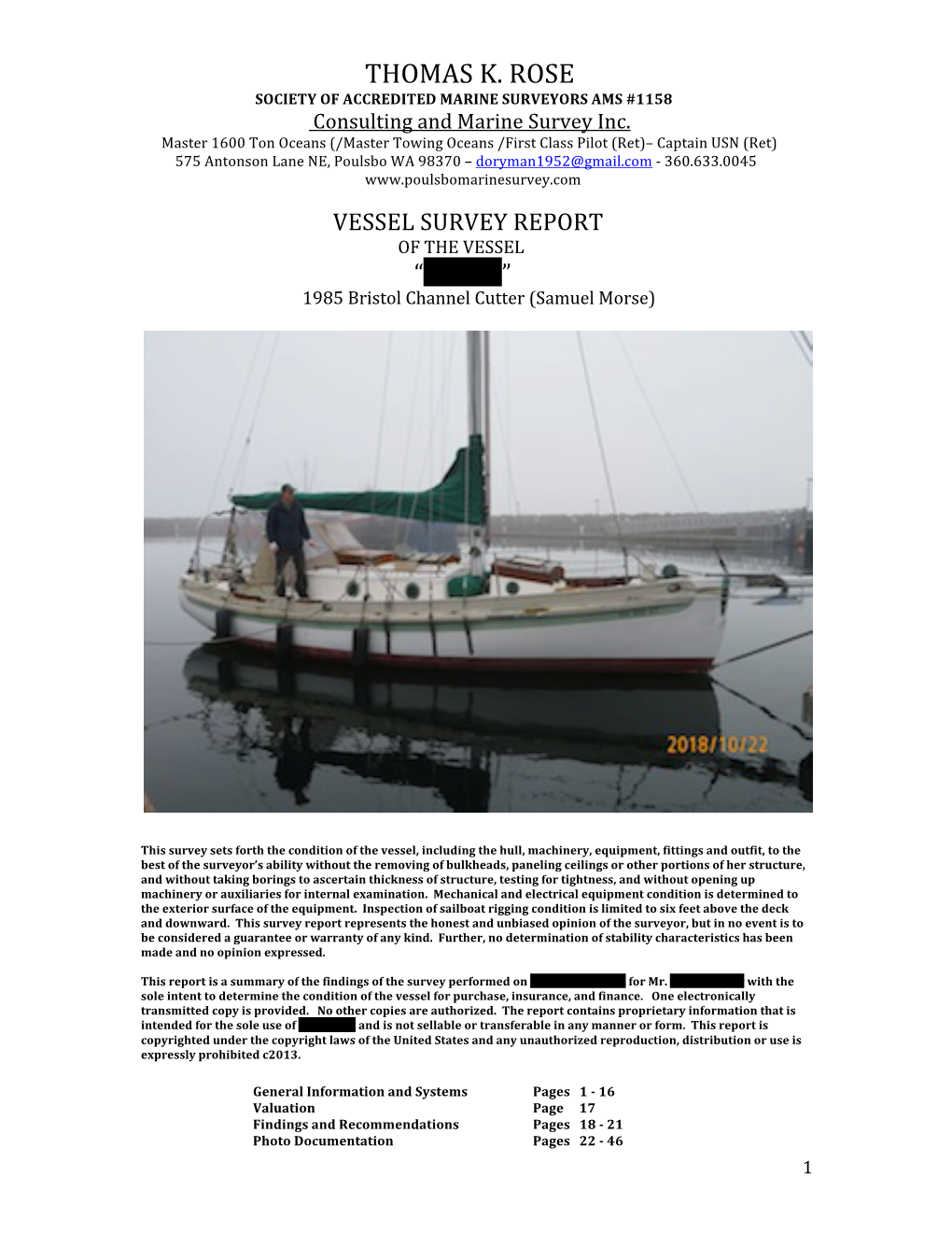 Marine Survey SAMPLE Pilot Cutter