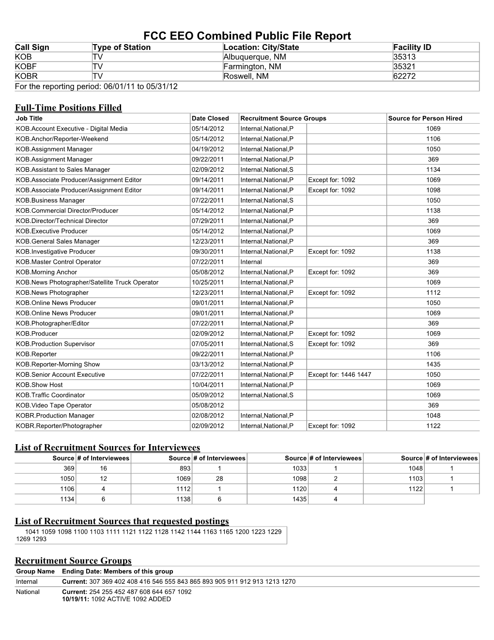 FCC EEO Combined Public File Report