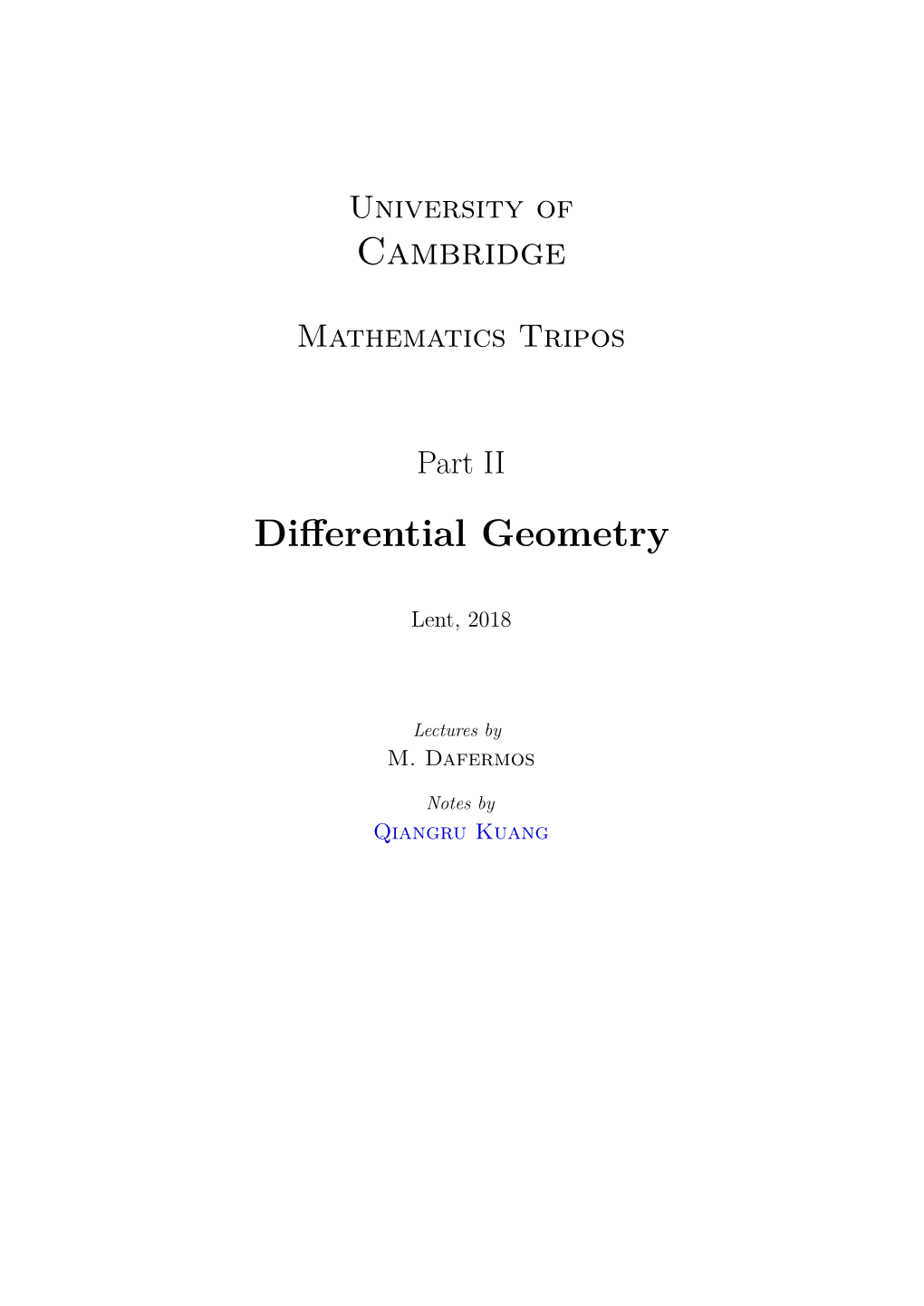 Differential Geometry