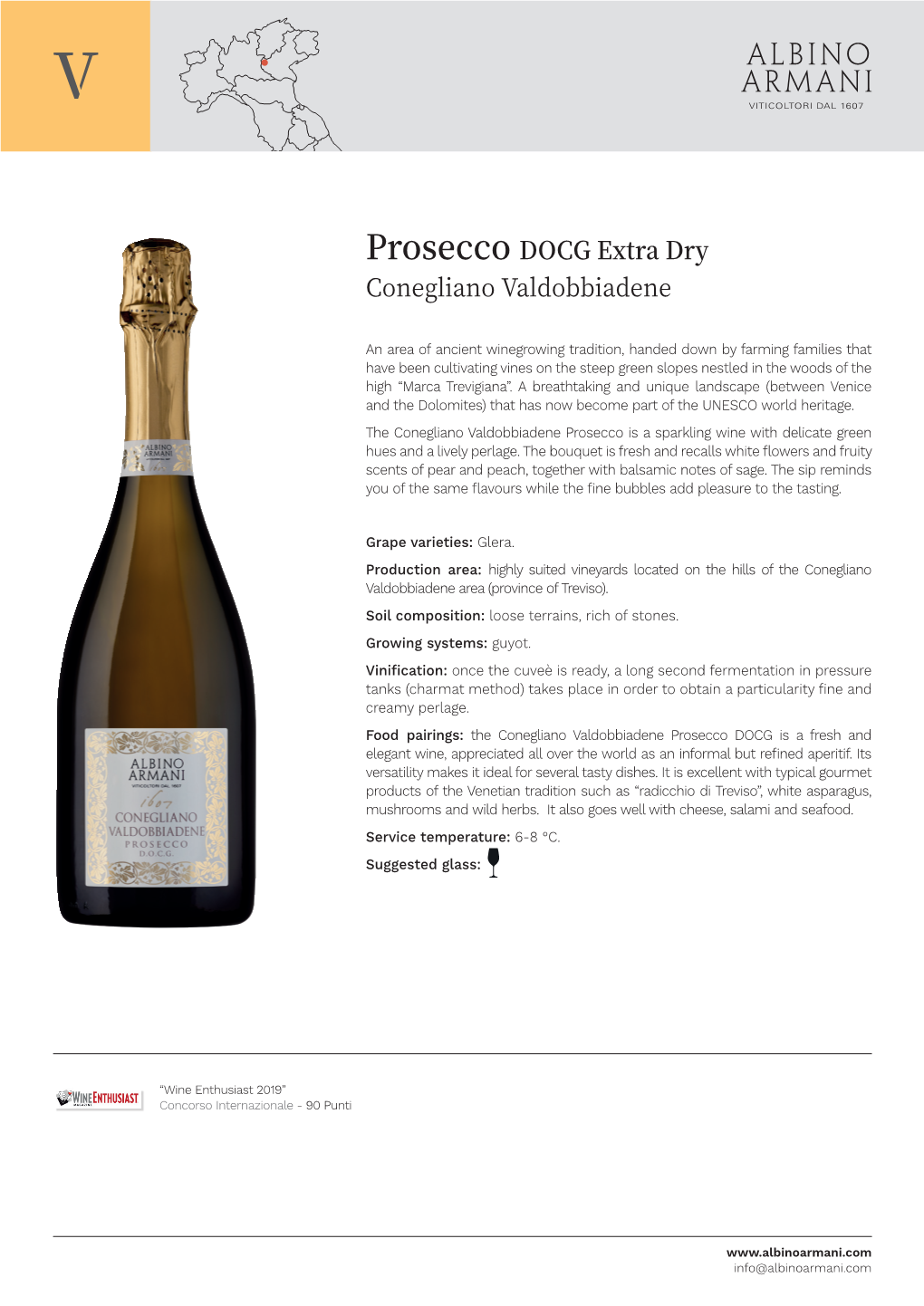 Prosecco DOCG Extra Dry Conegliano Valdobbiadene