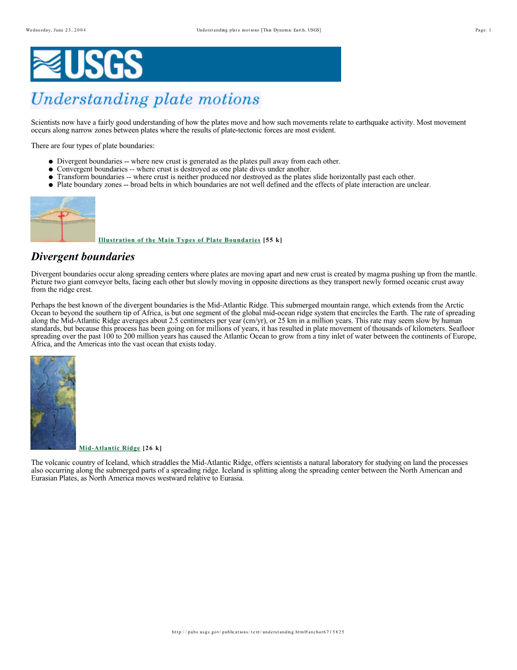 Divergent Boundaries -- Where New Crust Is Generated As the Plates Pull Away from Each Other