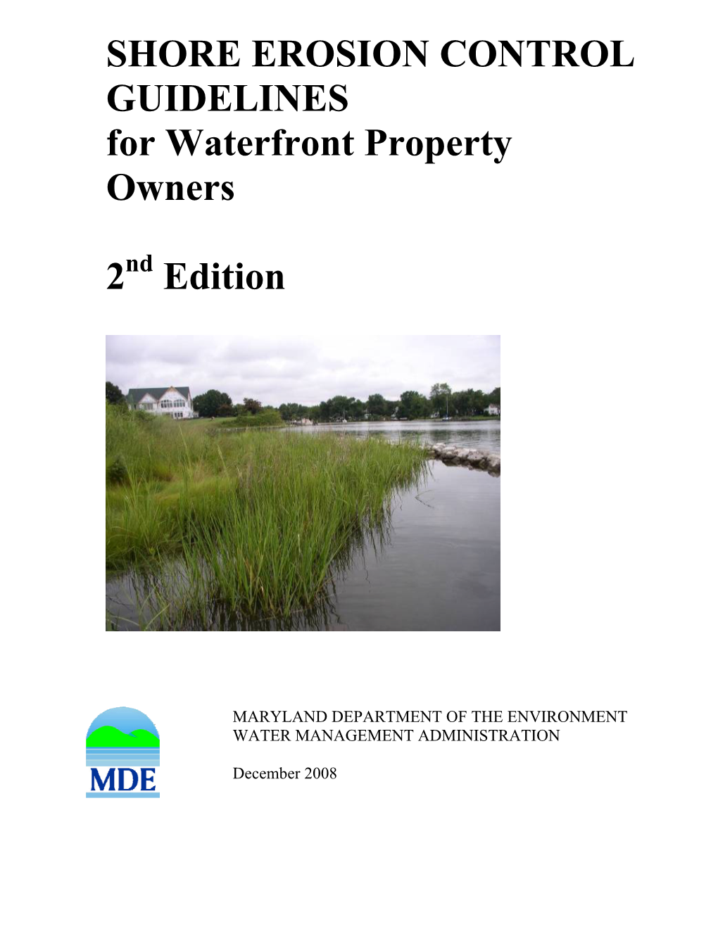 SHORE EROSION CONTROL GUIDELINES for Waterfront Property Owners