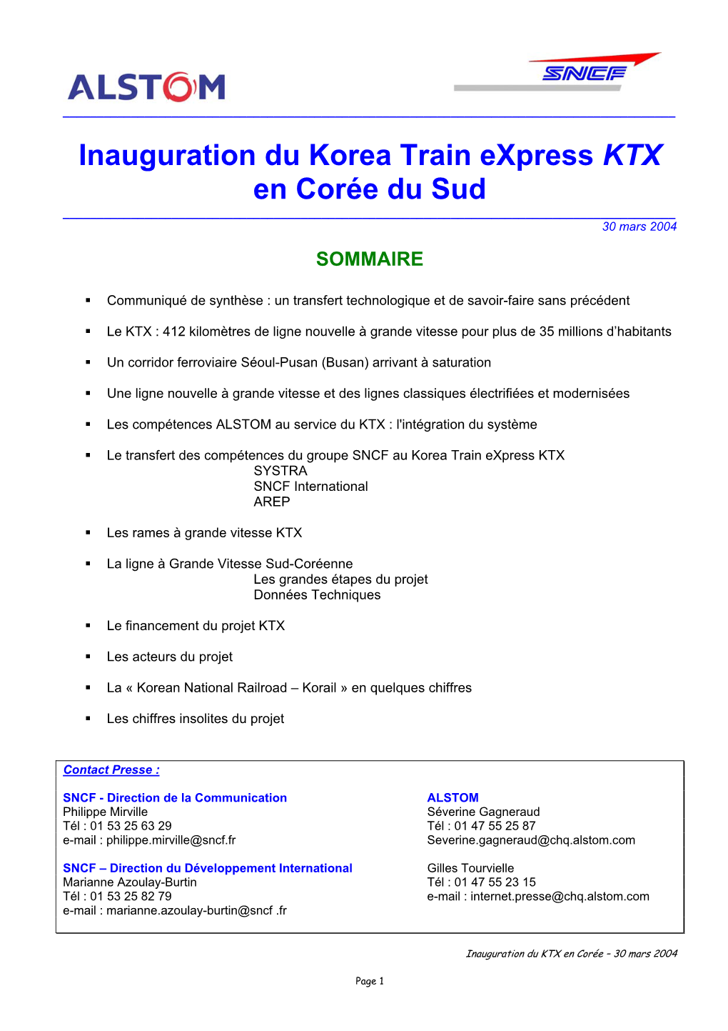 Inauguration Du Korea Train Express KTX En Corée Du Sud ______30 Mars 2004