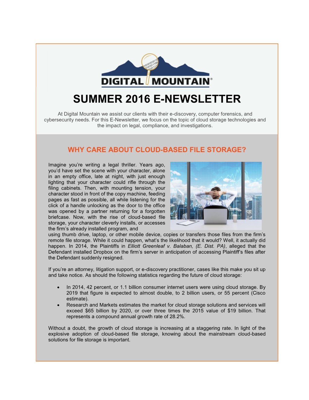 Summer 2016 E-Newsletter