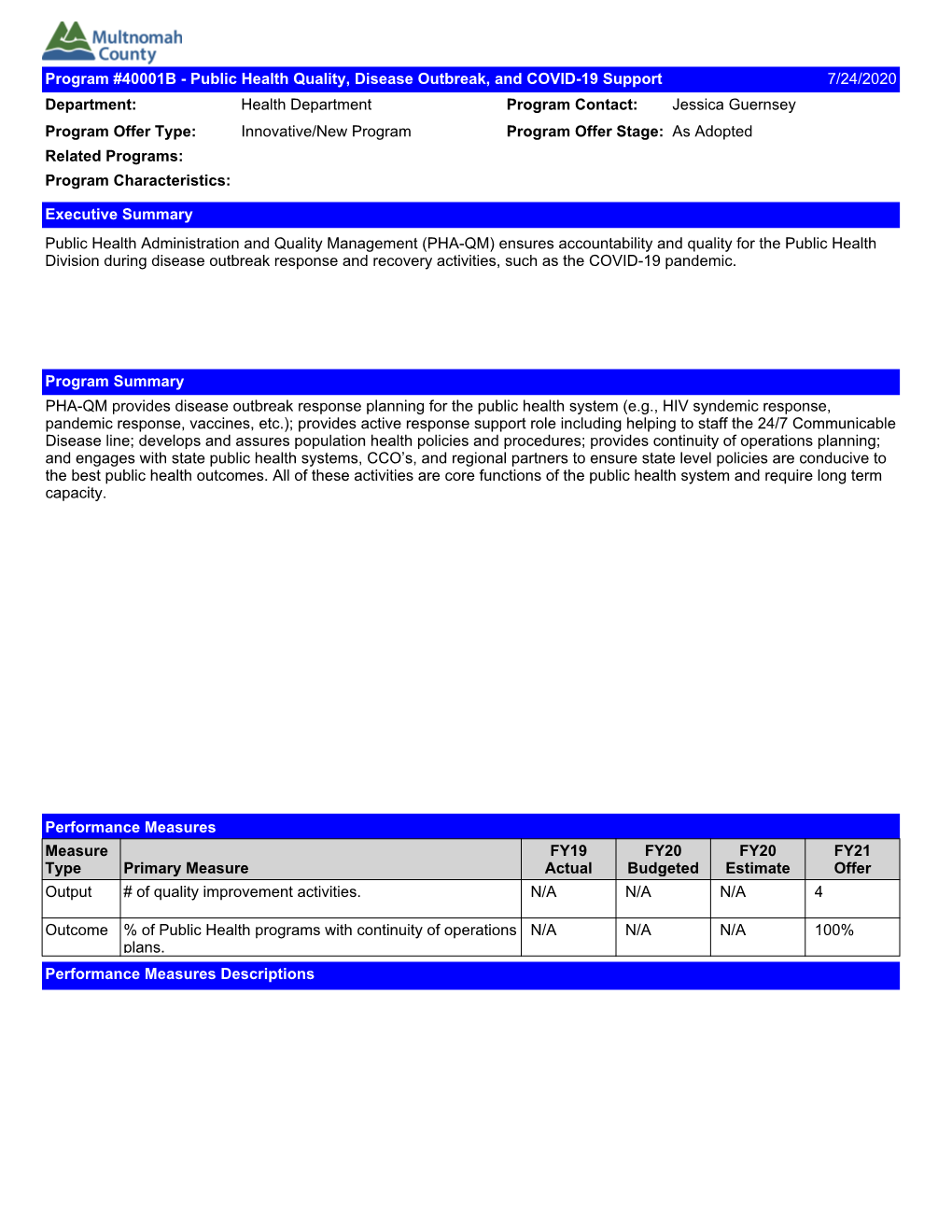 Public Health Quality, Disease Outbreak, and COVID-19 Support 7