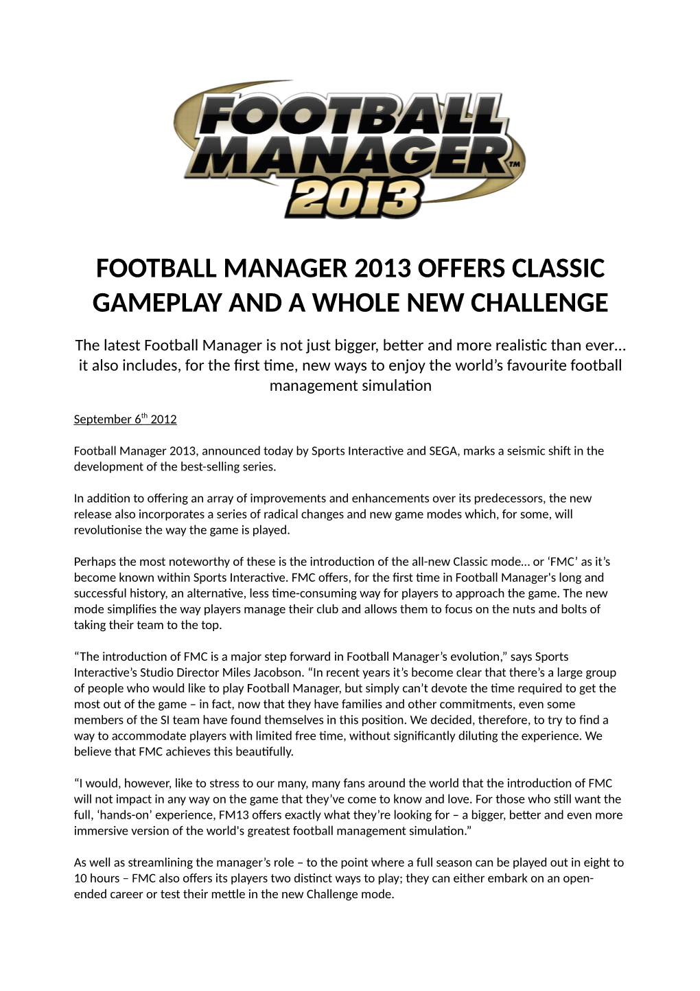 Football Manager 2013 Offers Classic Gameplay and a Whole New Challenge