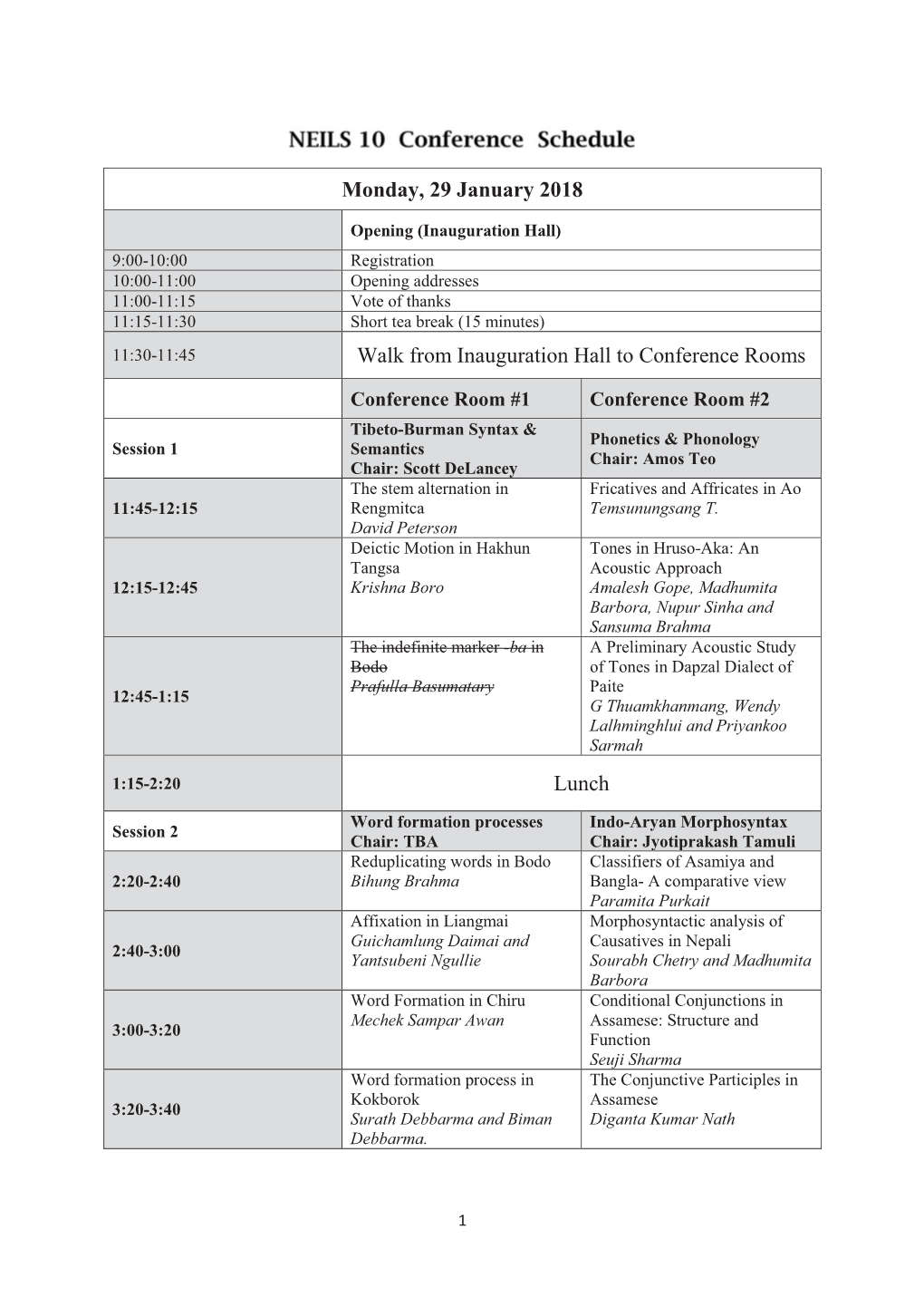 NEILS10 Schedule