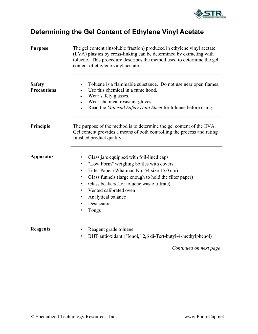 Determining the Gel Content of Ethylene Vinyl Acetate