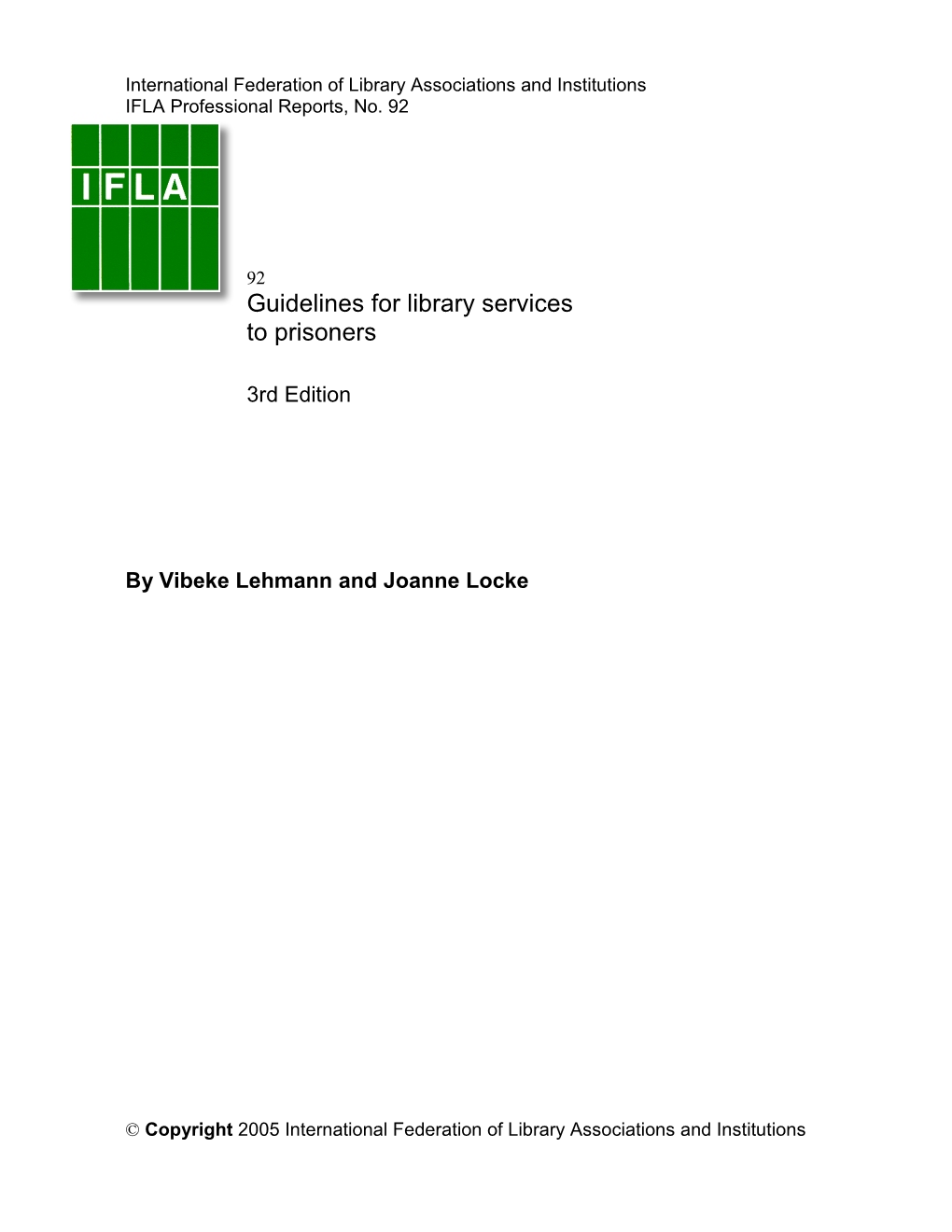 Guidelines for Library Services to Prisoners