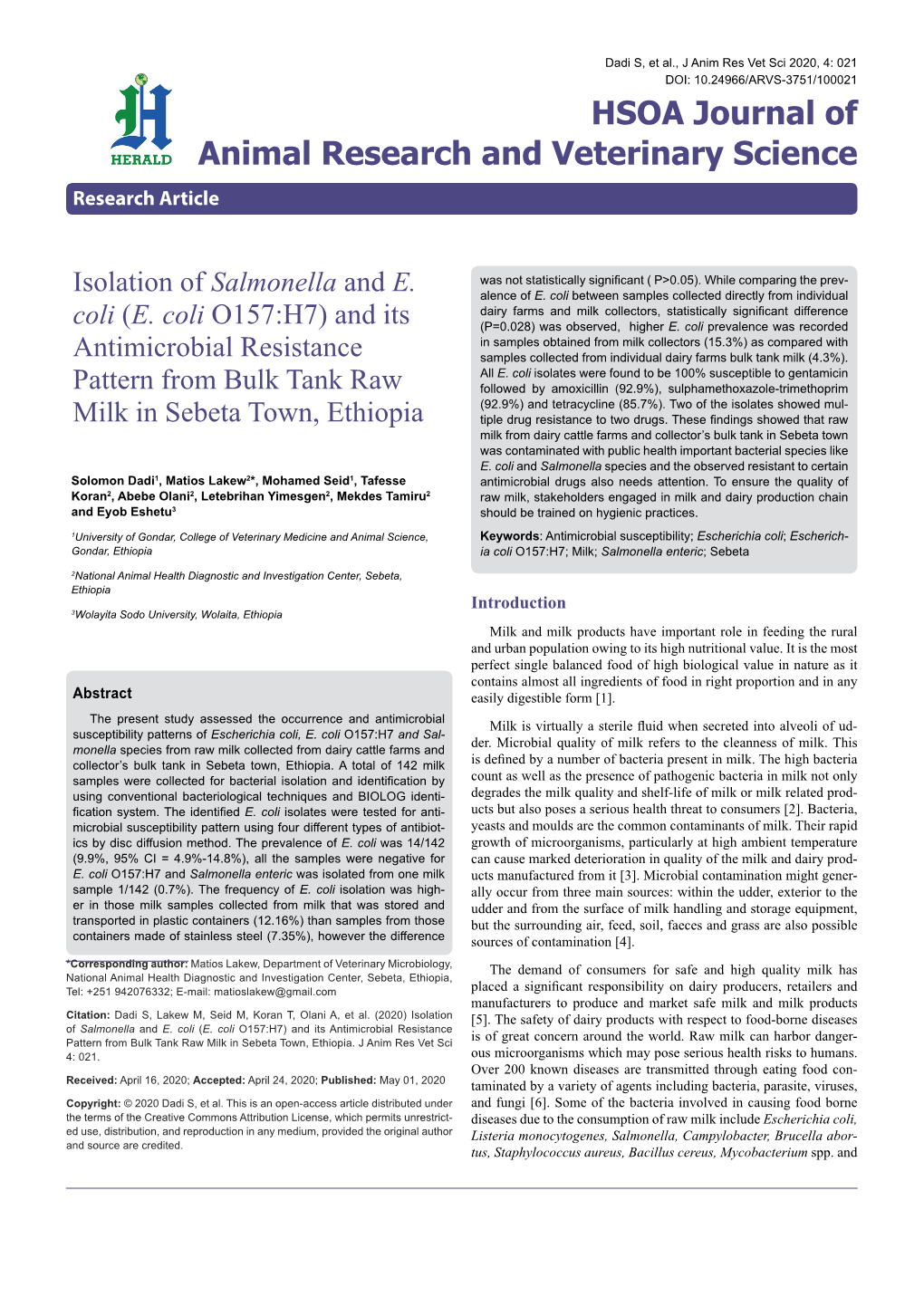 Isolation of Salmonella and E. Coli (E