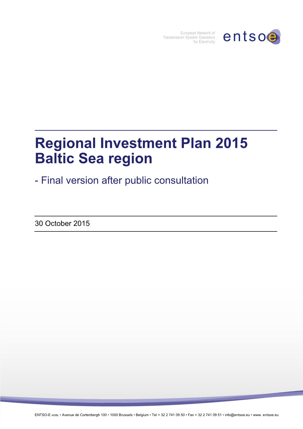 Regional Investment Plan 2015 Baltic Sea Region — FINAL