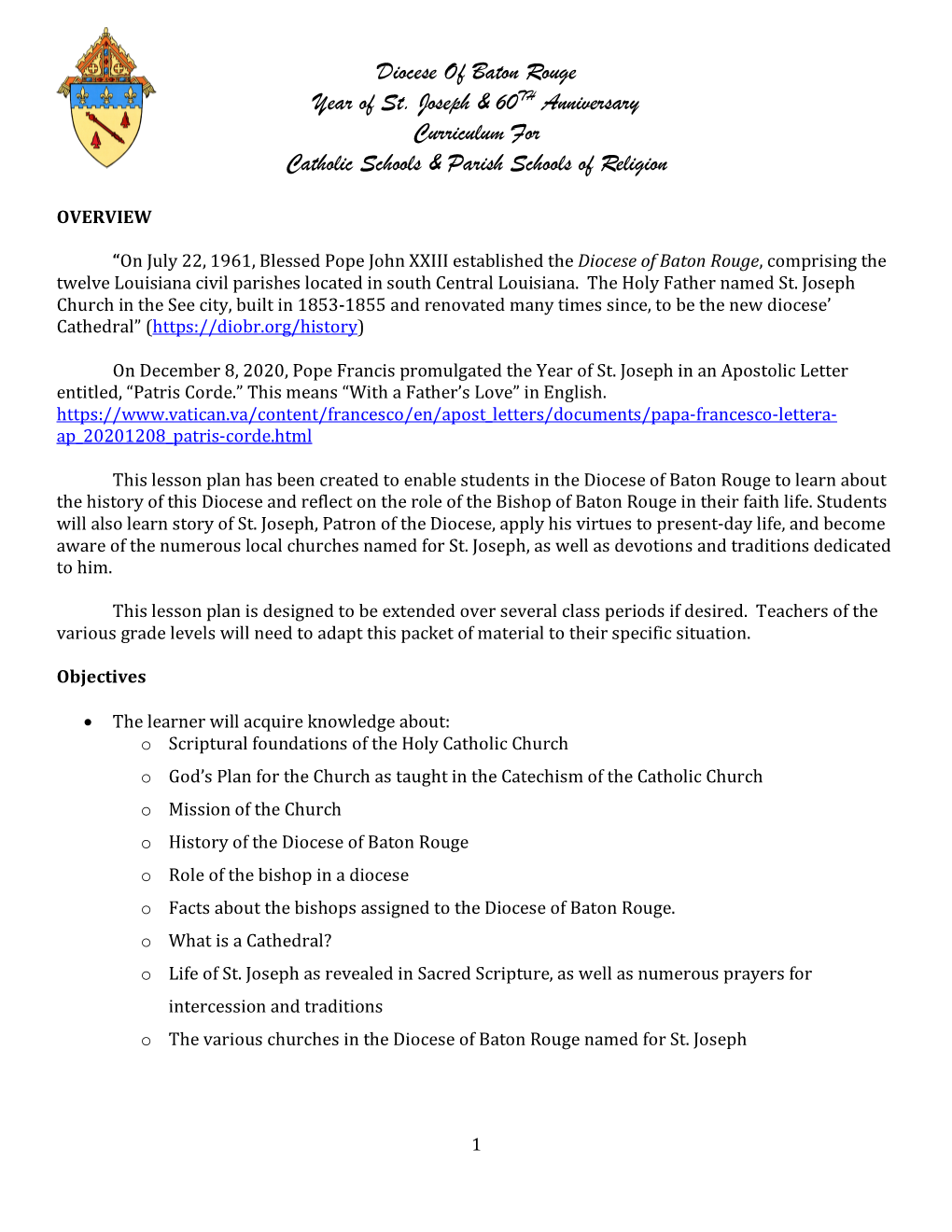 Diocese of Baton Rouge Year of St. Joseph & 60TH Anniversary
