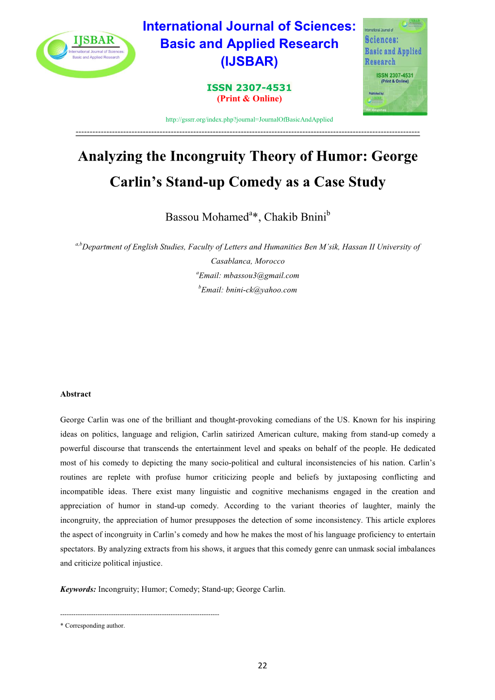 Analyzing the Incongruity Theory of Humor: George Carlin's Stand-Up