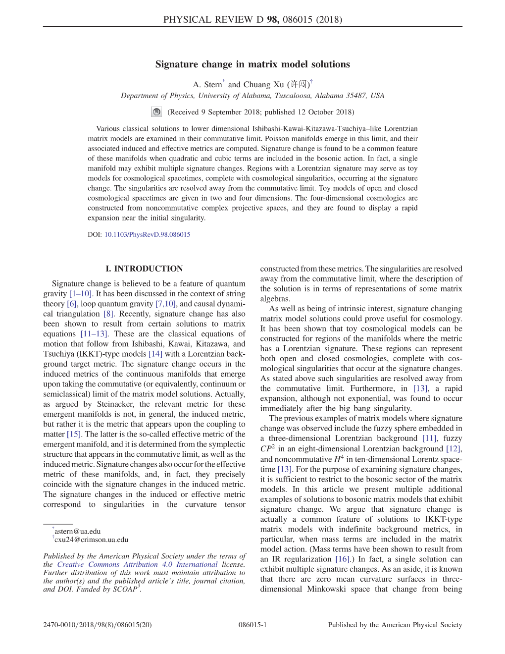 Signature Change in Matrix Model Solutions