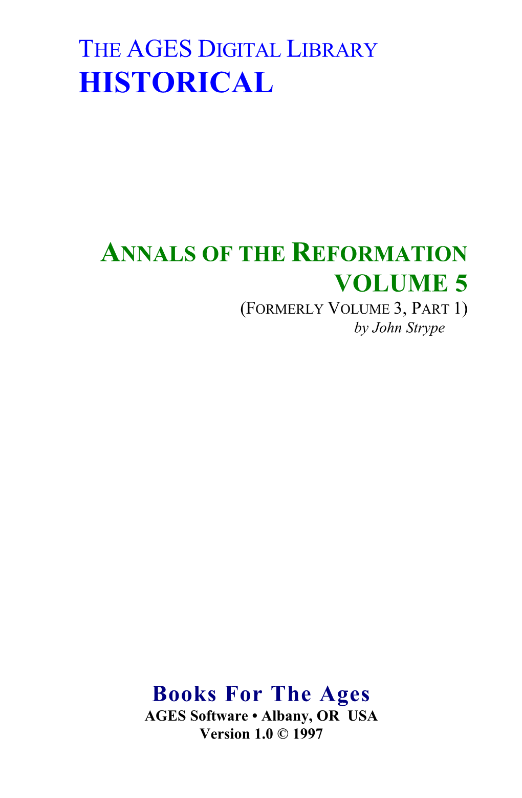 Annals of the Reformation Vol. 5