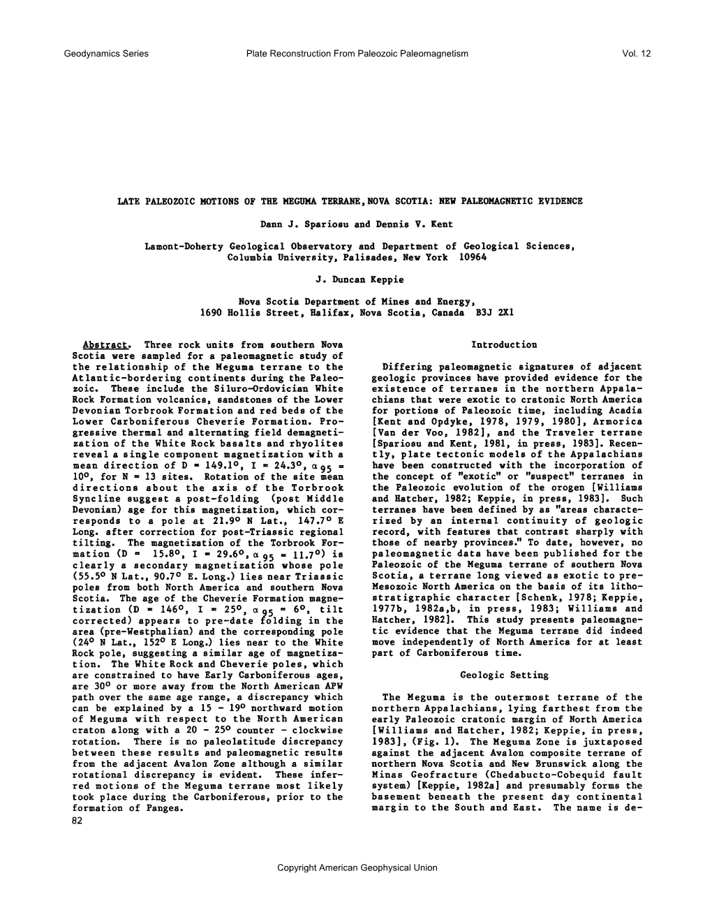 Late Paleozoic Motions of the Meguma Terrane,Nova Scotia: New Paleomagnetic Evidence