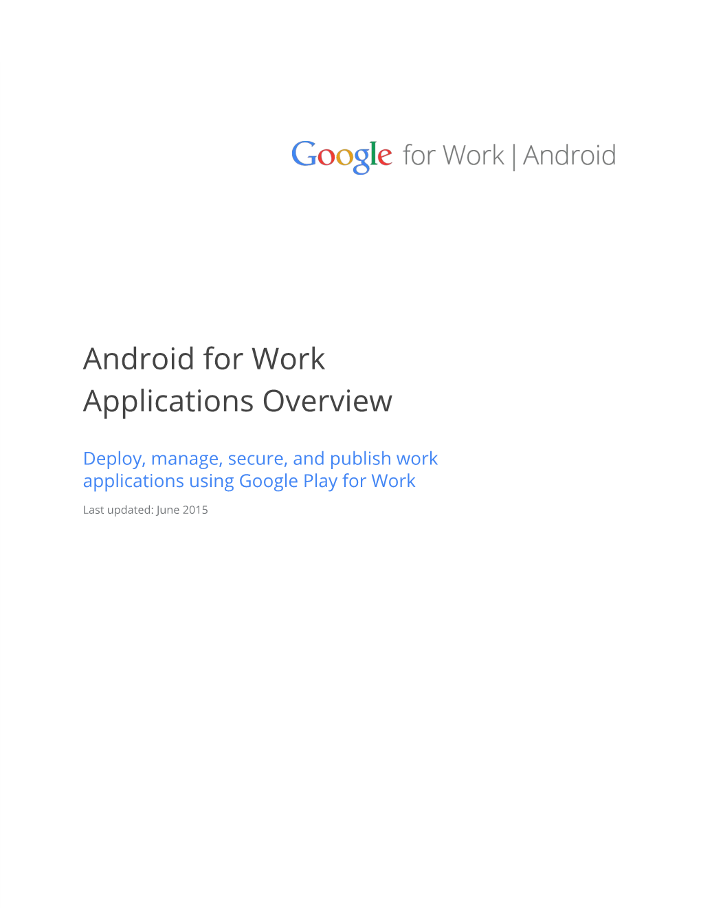 Android for Work Applications Overview