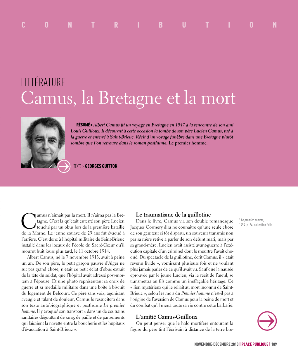 Camus, La Bretagne Et La Mort