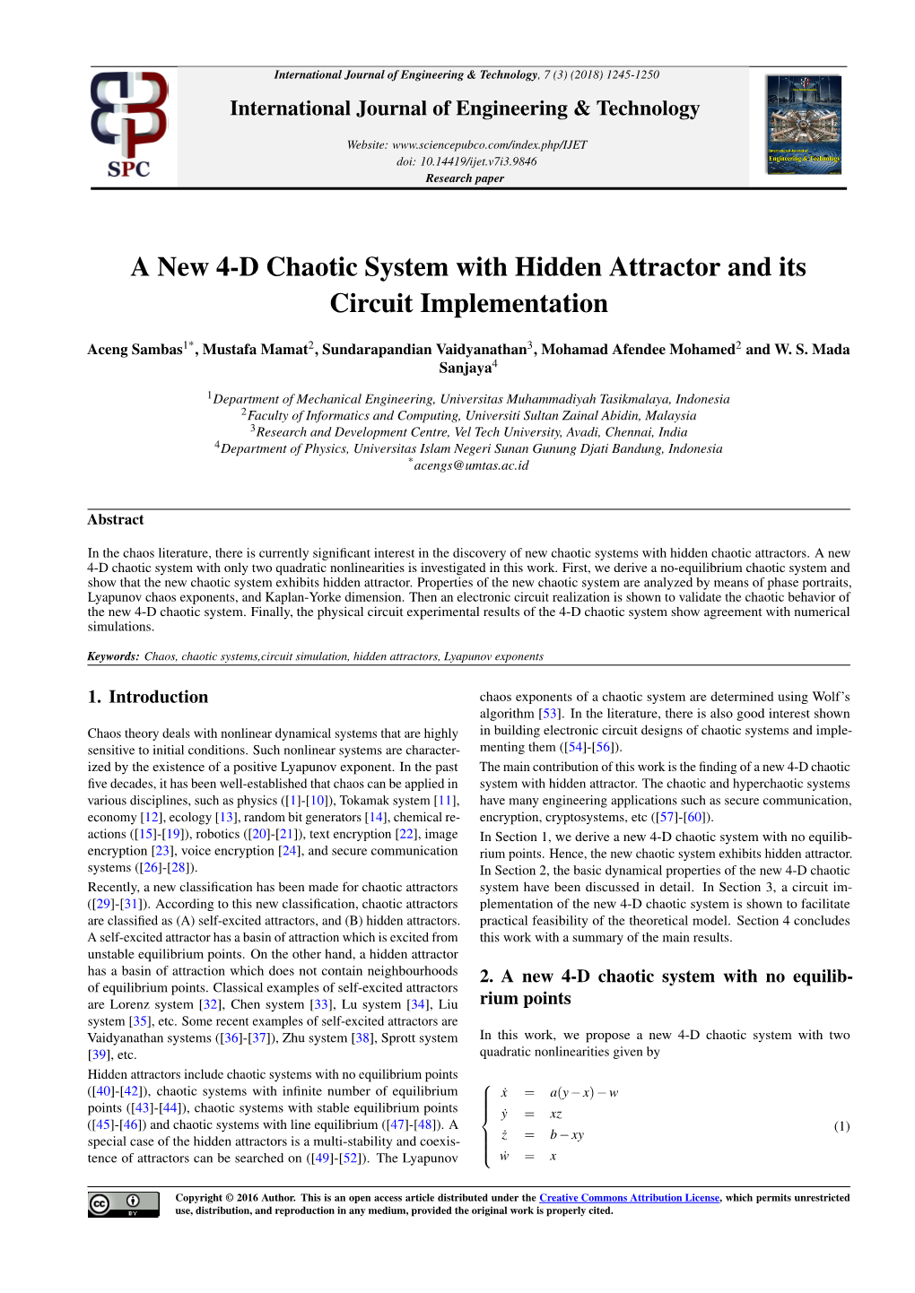 A New 4-D Chaotic System with Hidden Attractor and Its Circuit Implementation