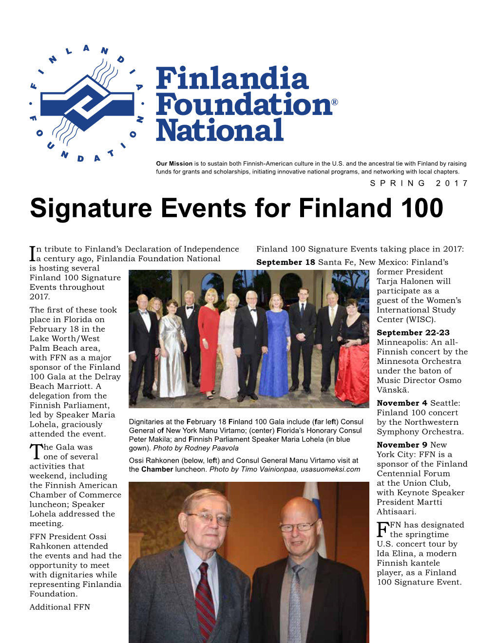 SPRING 2017 Signature Events for Finland 100