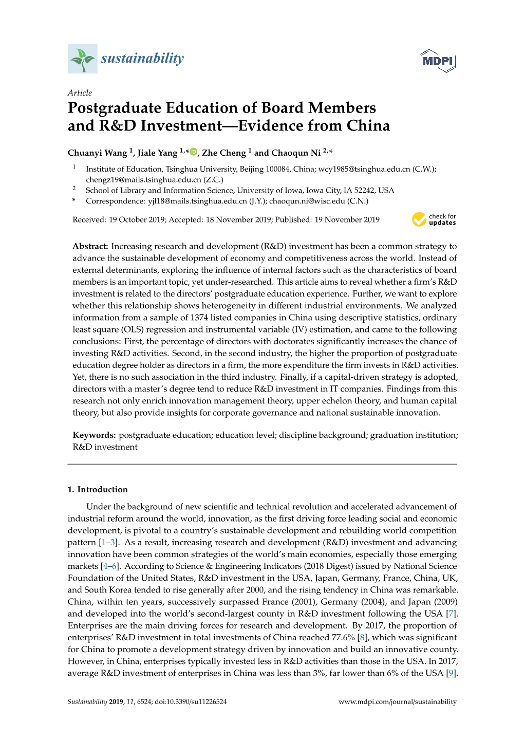 Postgraduate Education of Board Members and R&D Investment