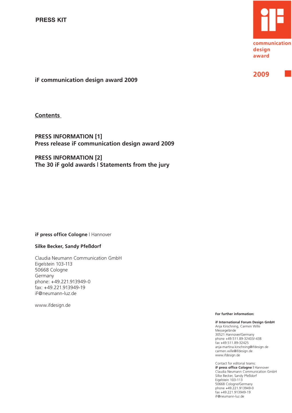 Press Release If Communication Design Award 2009