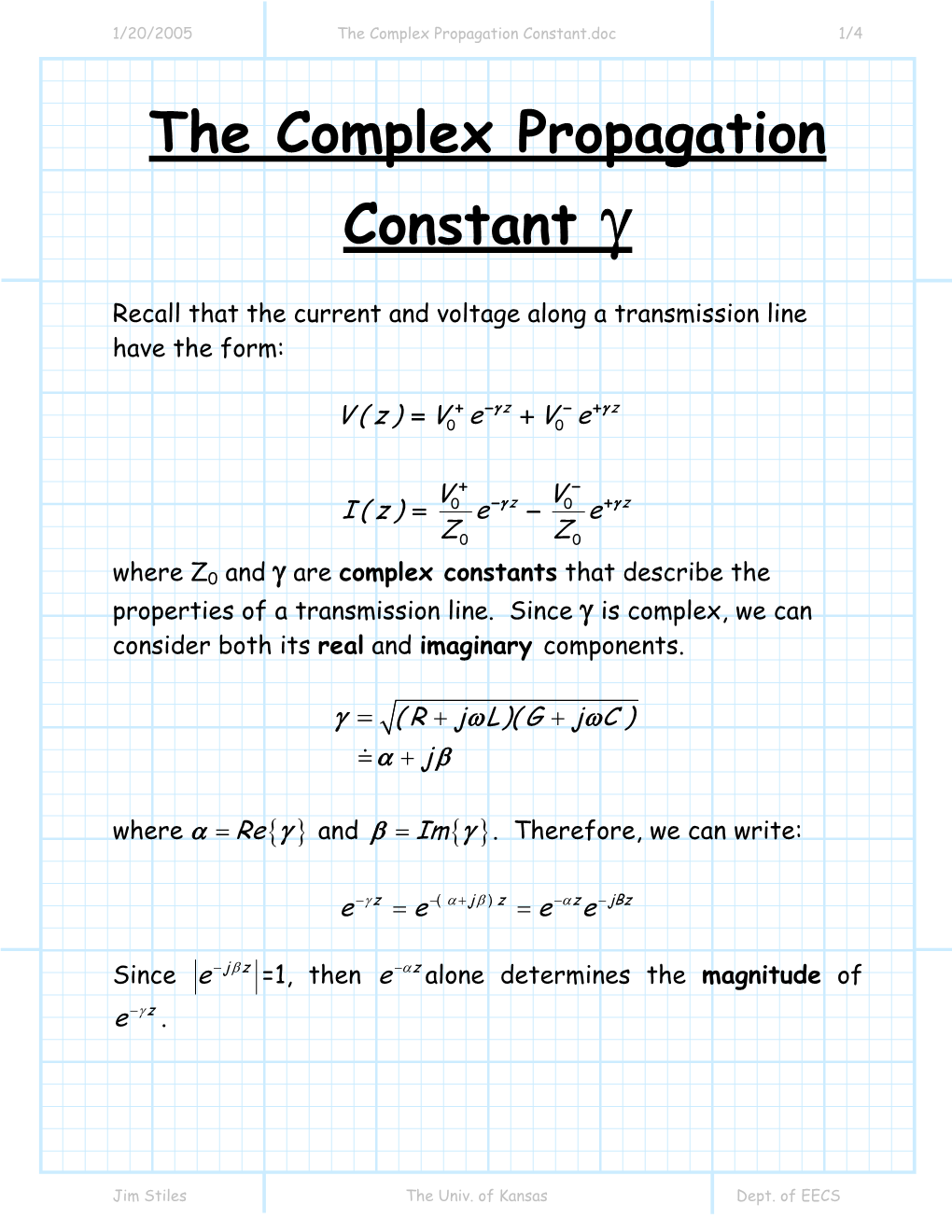 The Complex Propagation Constant.Doc 1/4