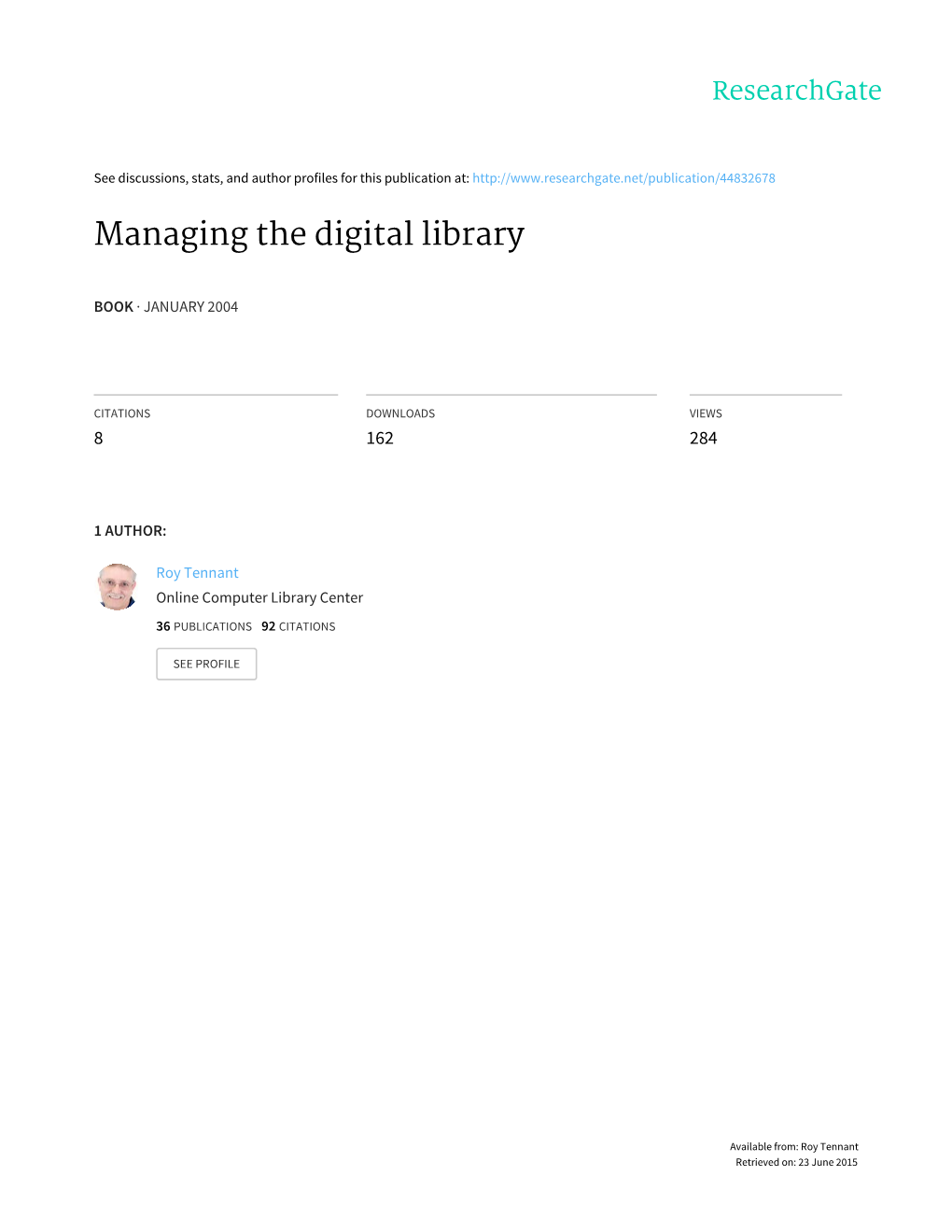 Managing the Digital Library