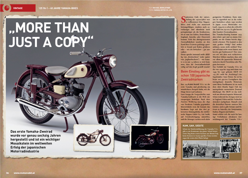 Das Erste Yamaha-Zweirad Wurde Vor Genau Sechzig Jahren Hergestellt