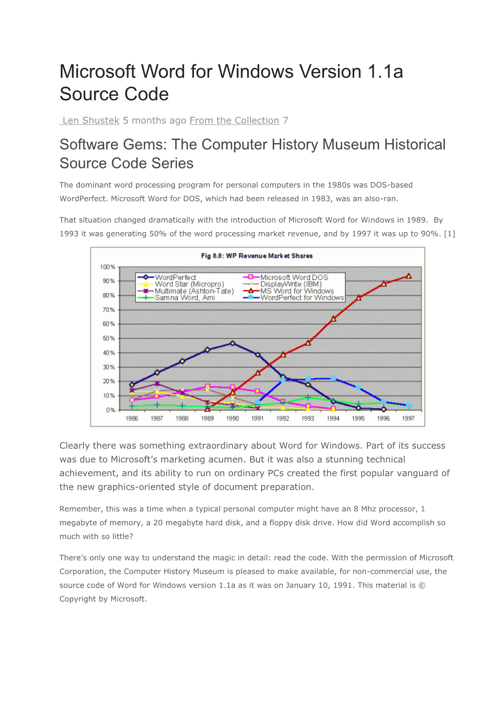 Microsoft Word for Windows Version 1.1A Source Code