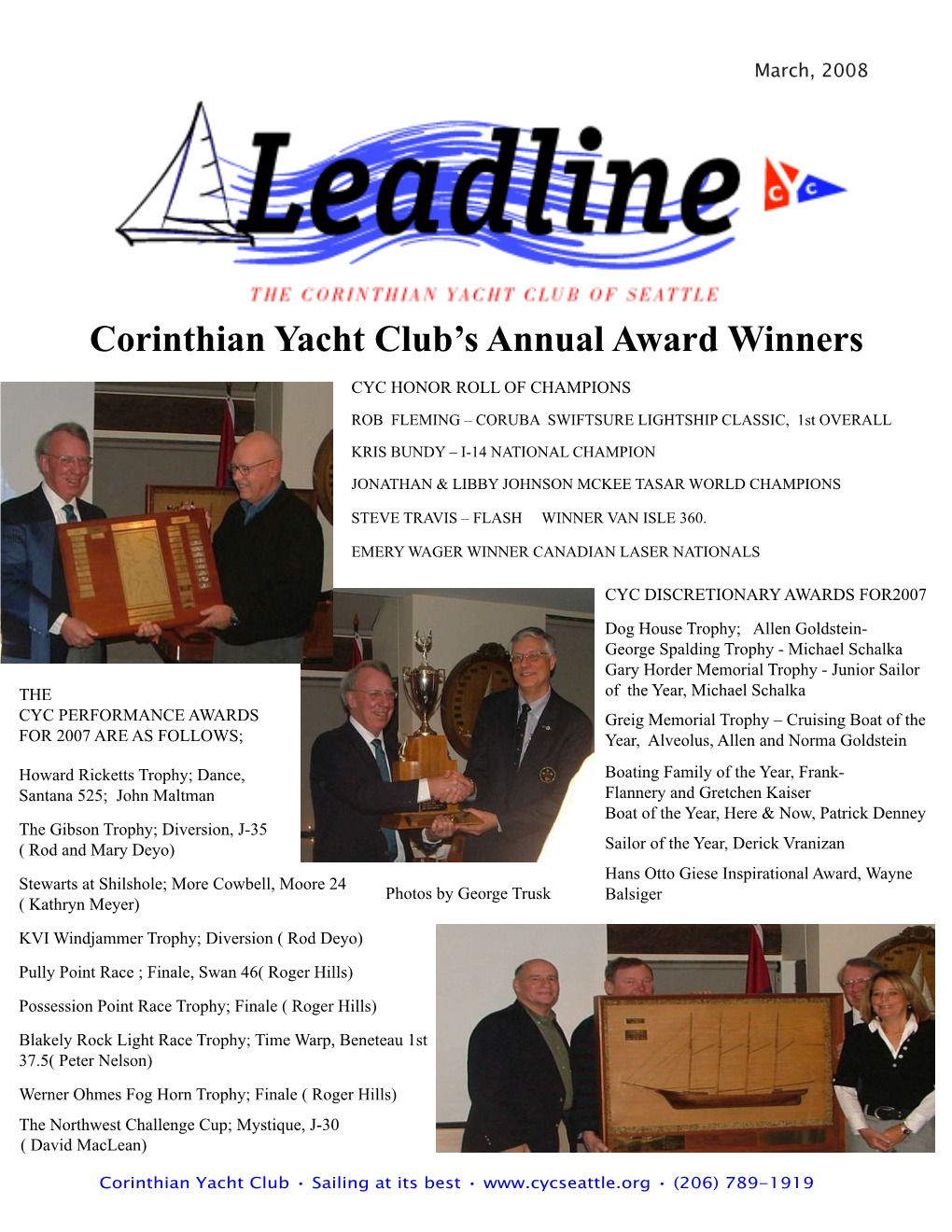 Corinthian Yacht Club's Annual Award Winners