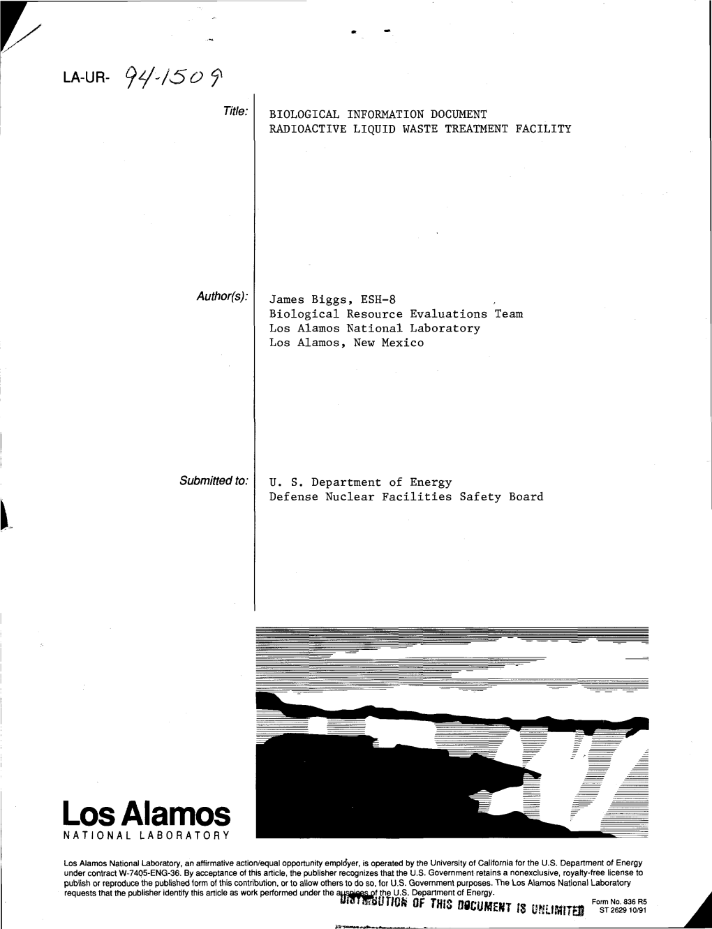 Biological Information Document, Radioactive Liquid Waste