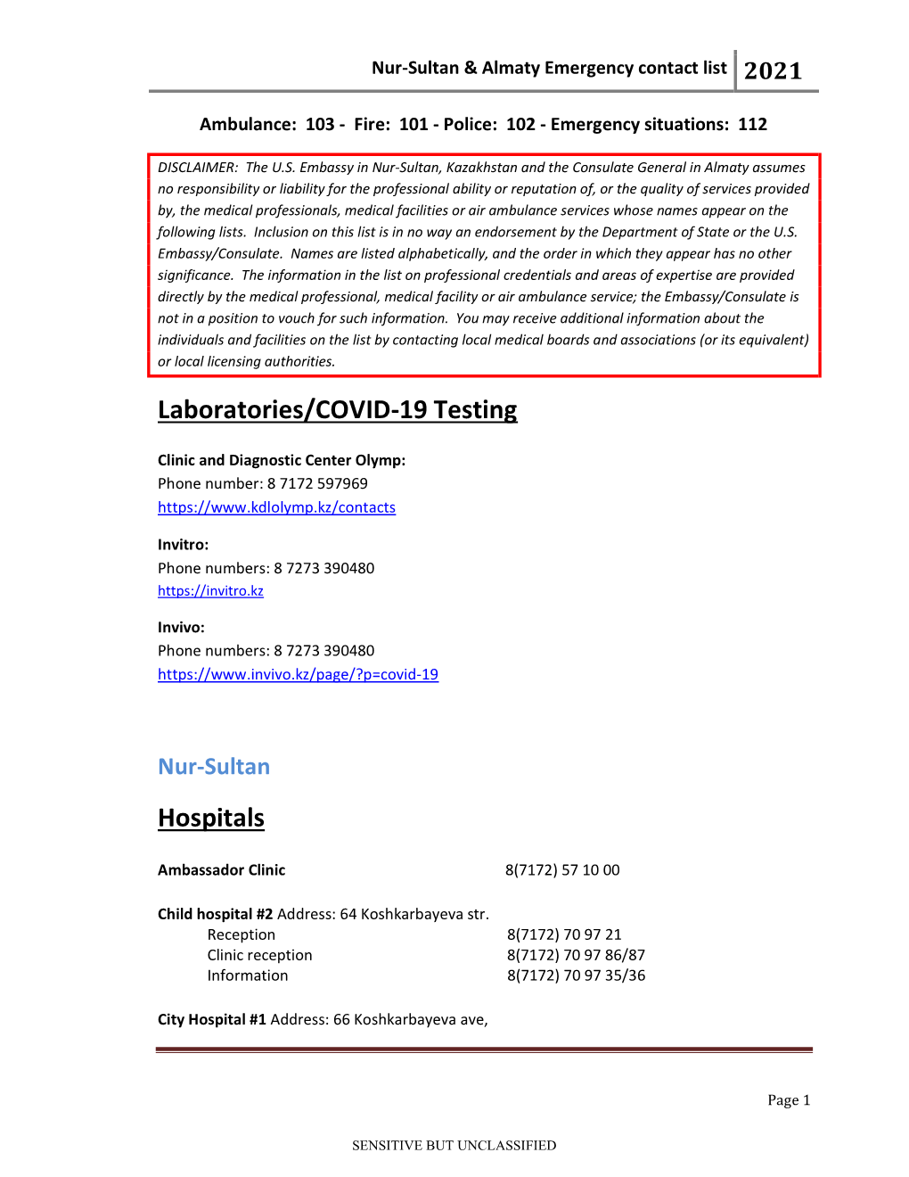 Laboratories/COVID-19 Testing Hospitals