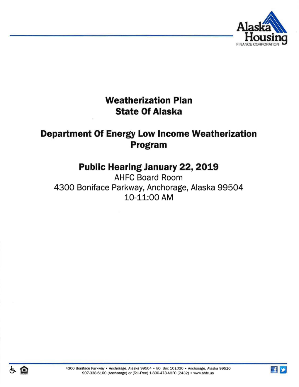 2019 Weatherization Plan State of Alaska