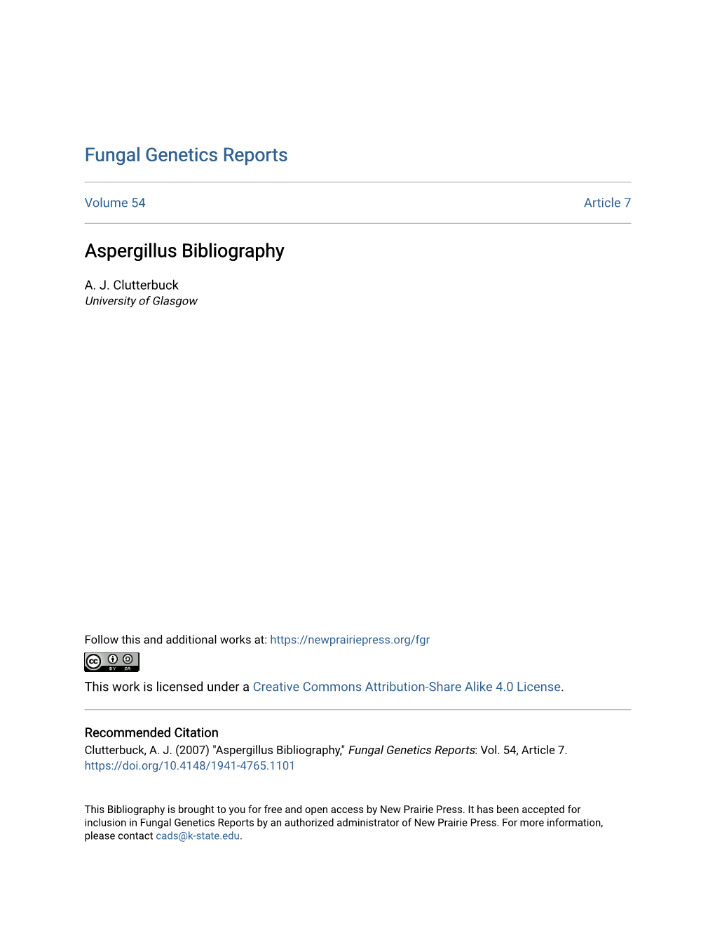 Aspergillus Bibliography