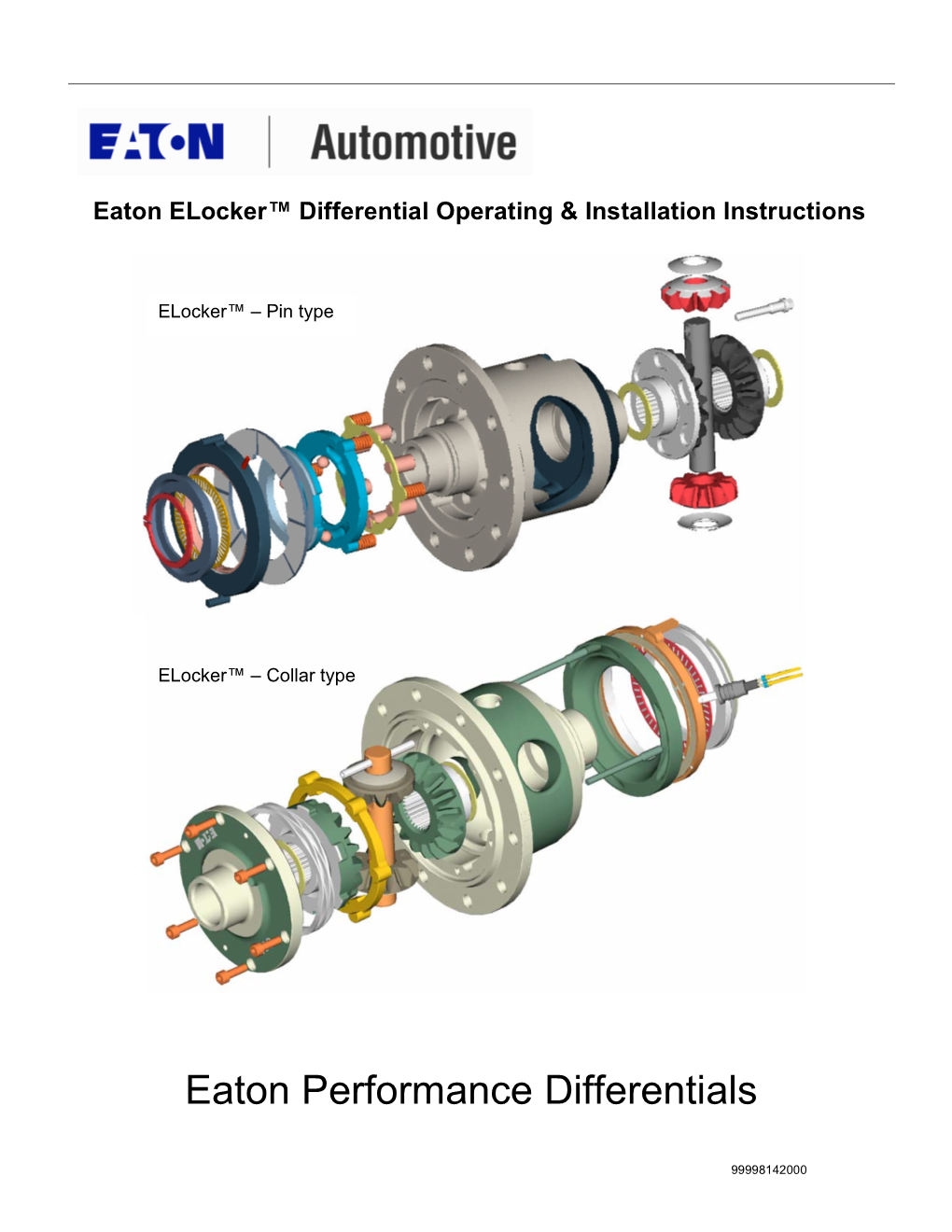 Eaton Elocker™ Differential Operating & Installation Instructions