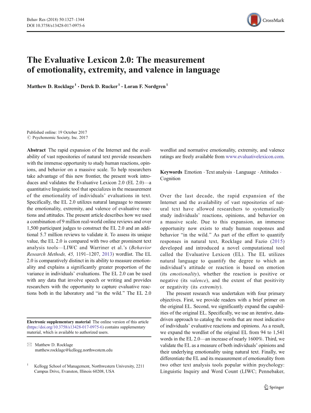 The Measurement of Emotionality, Extremity, and Valence in Language