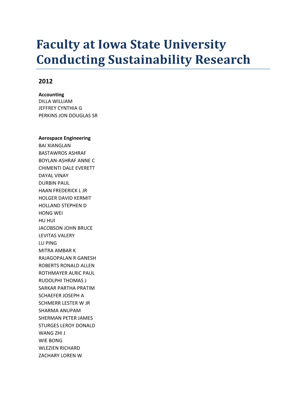 Faculty at Iowa State University Conducting Sustainability Research