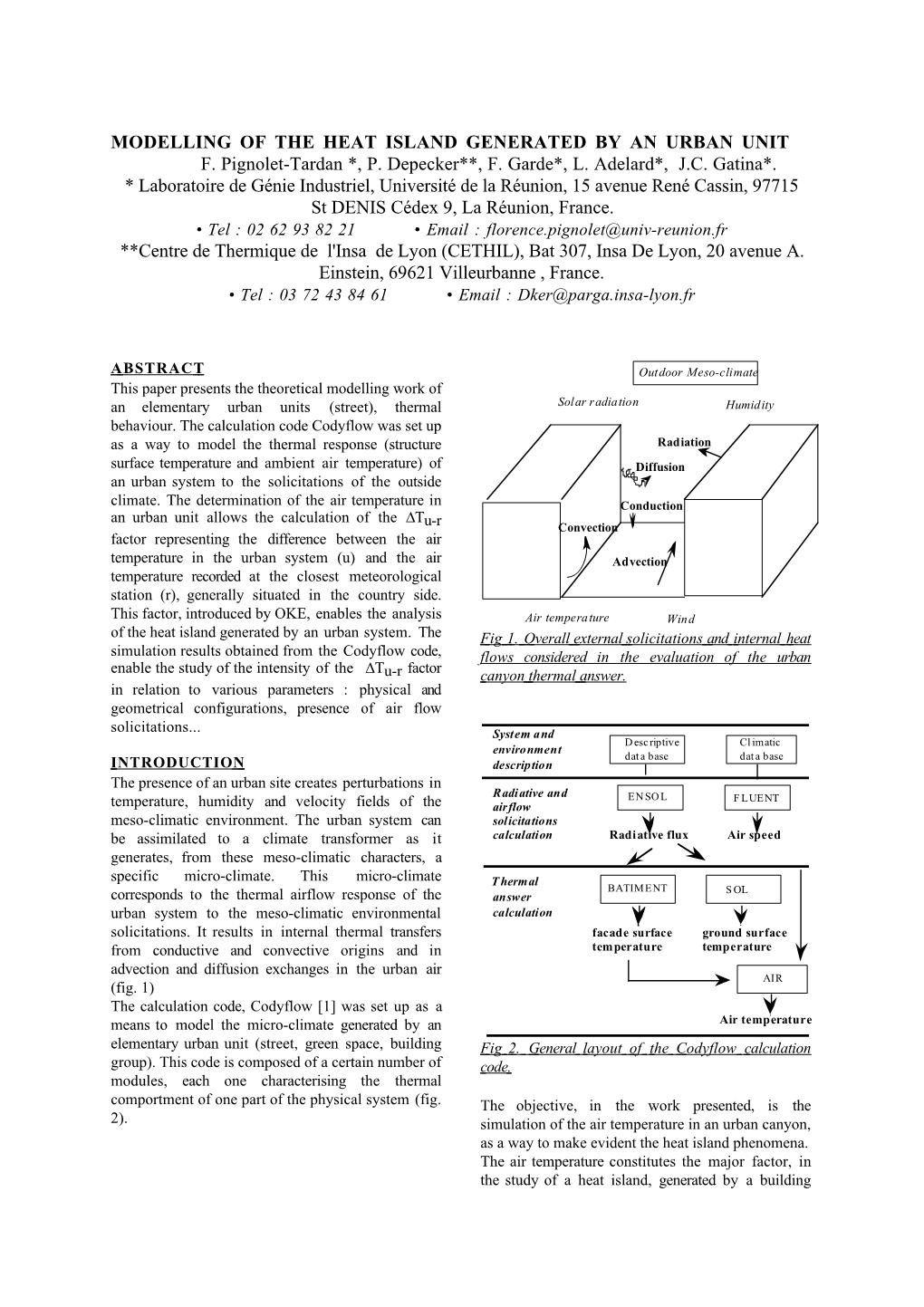 Modelling of the Heat Island Generated by an Urban Unit F