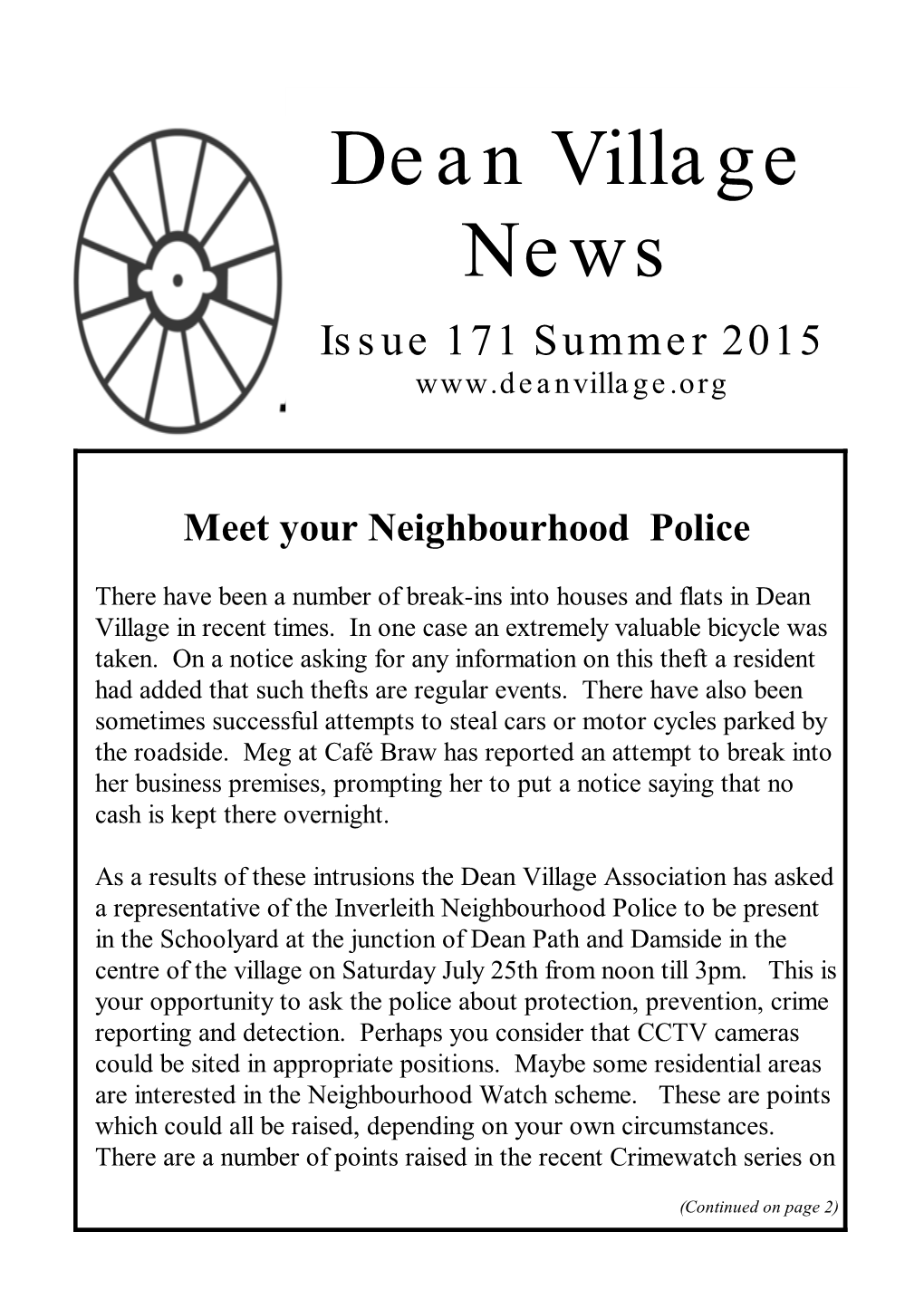 Dean Village News Issue 171 Summer 2015