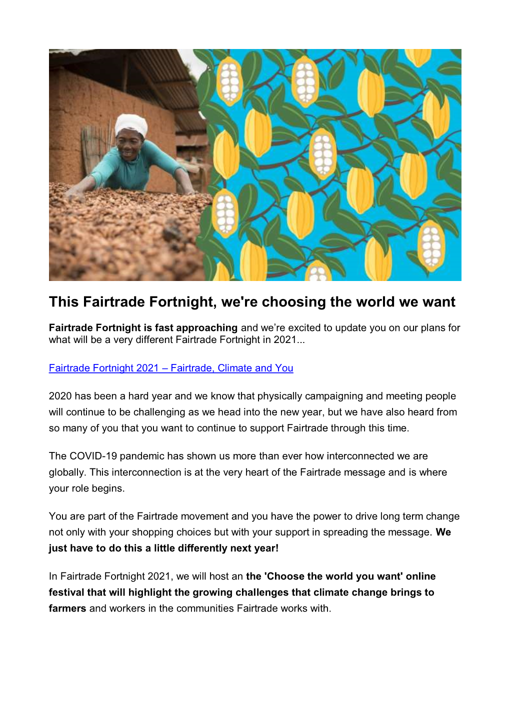 This Fairtrade Fortnight, We're Choosing the World We Want