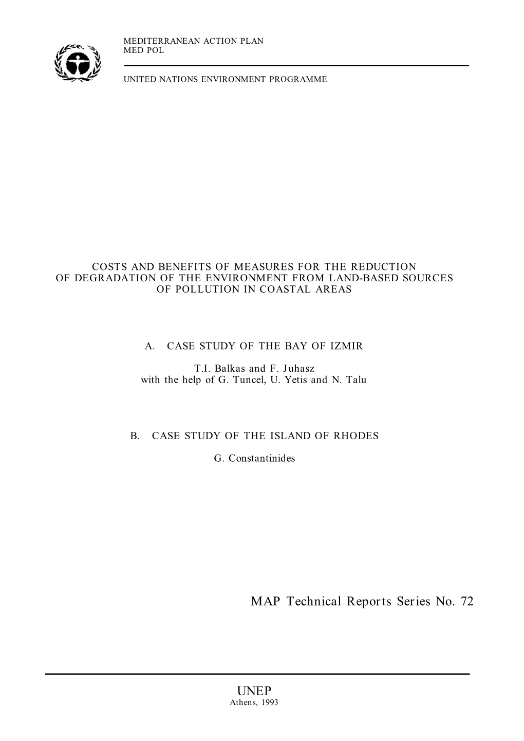 MAP Technical Reports Series No. 72 UNEP