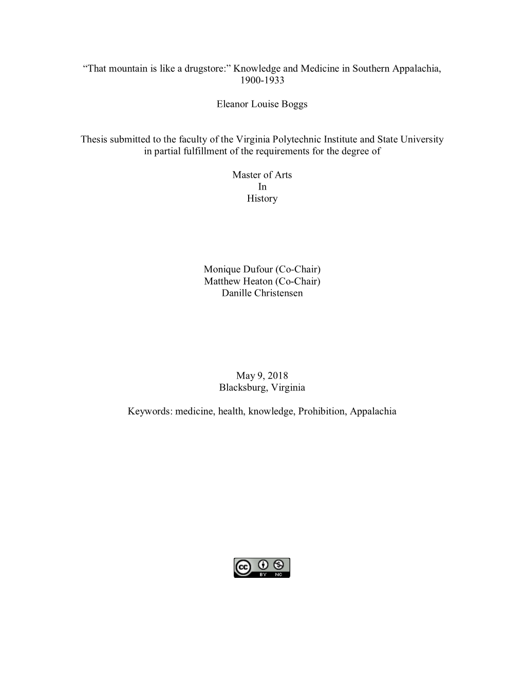 “That Mountain Is Like a Drugstore:” Knowledge and Medicine in Southern Appalachia, 1900-1933