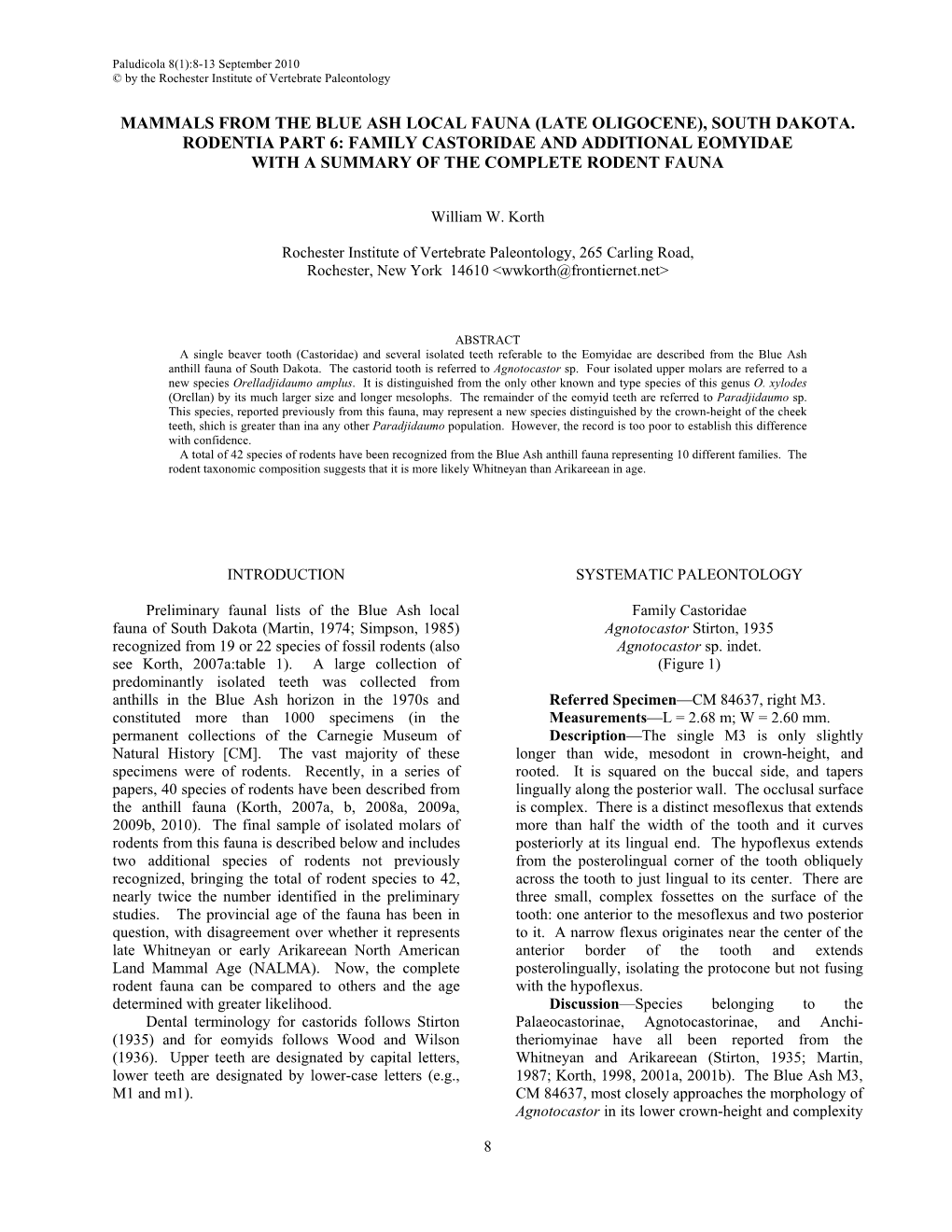 Mammals from the Blue Ash Local Fauna (Late Oligocene), South Dakota