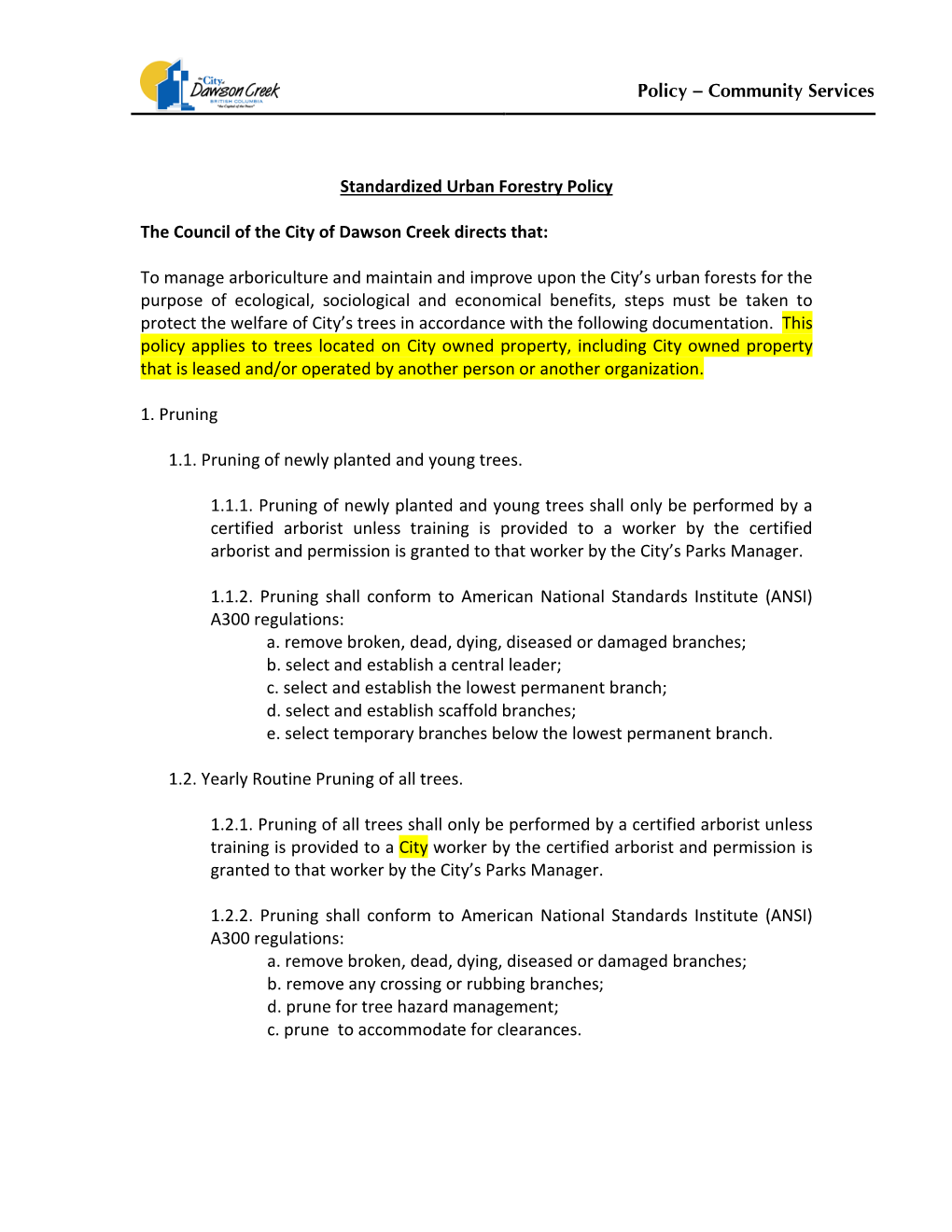 Tree Pruning and Maintenance Schedule